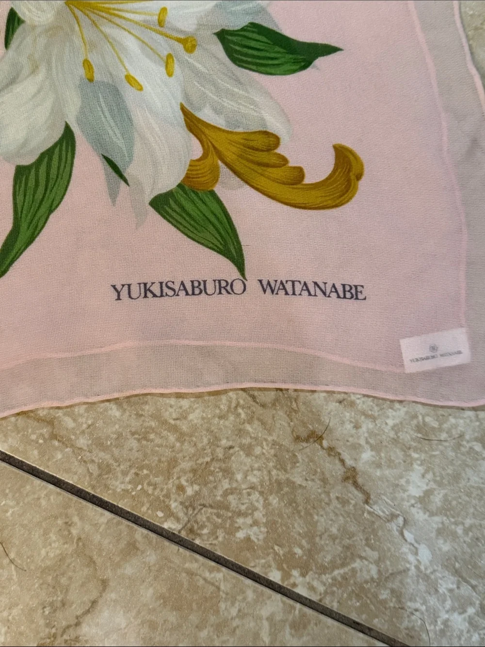 Pink Floral Silk Scarf
